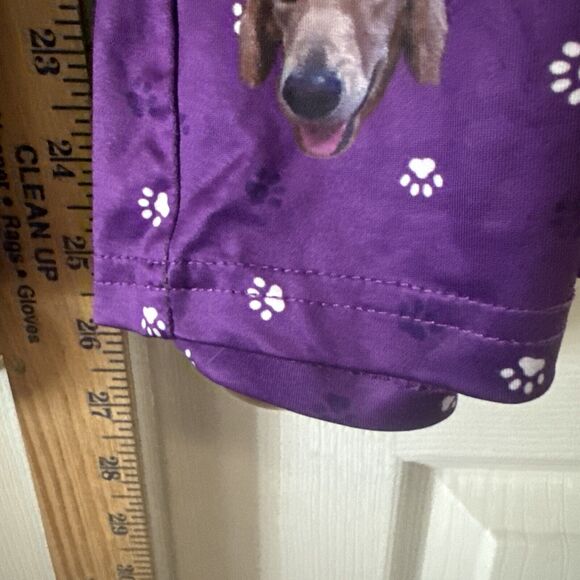 Golden Retriever Womens Pajama Set Medium Dog Purple Paw Prints Novelty Stretch - Picture 5 of 9